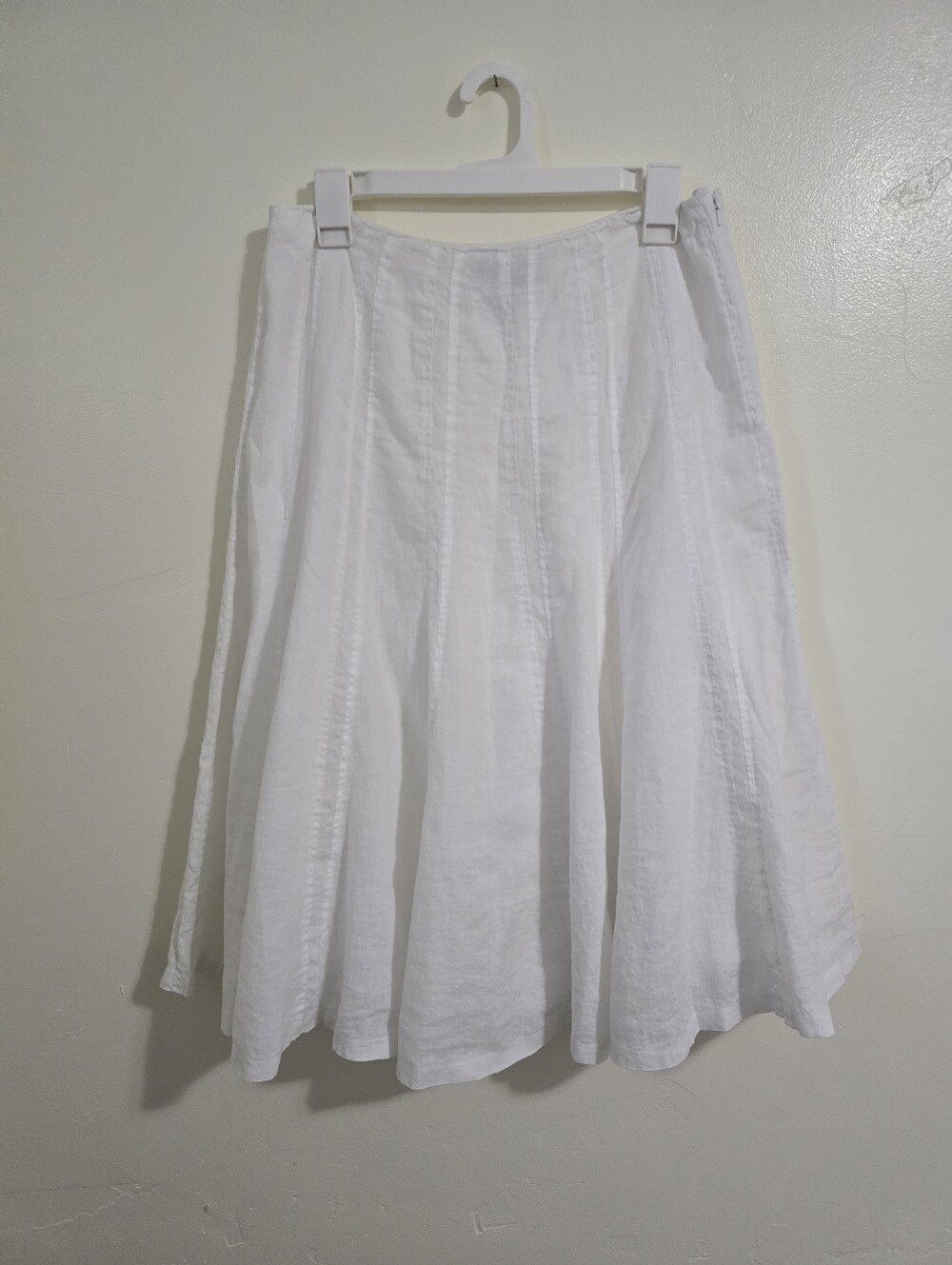 Lauren Ralph Lauren 100% Linen White Knee Length Circle Skirt Size 8